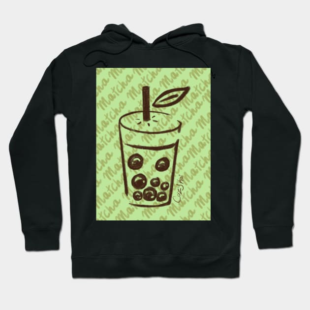 Matcha matcha boba tea Hoodie by Cozy Koi Creations